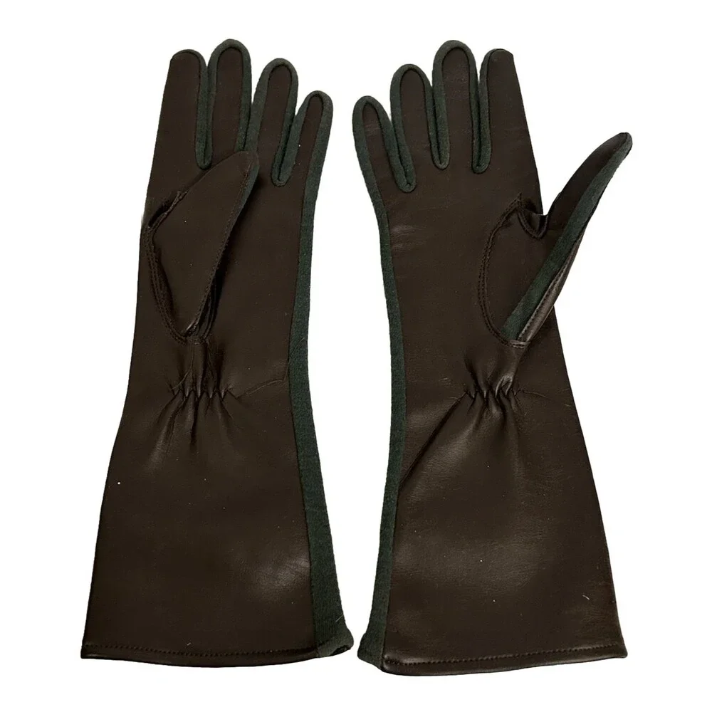 Vintage Opera Length Long Gloves  Party Plain  Evening Vinyl Gloves Brown Japan